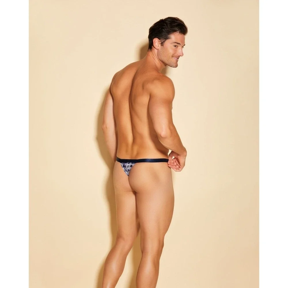 Cosabella Blue & White Printed Lace Men's Thong  Size‎ L
